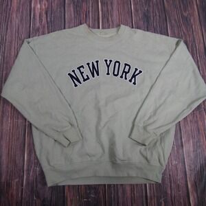 New York Sweatshirt Mens XL Green Crewneck Pullover J Gait Cotton Blend Graphic